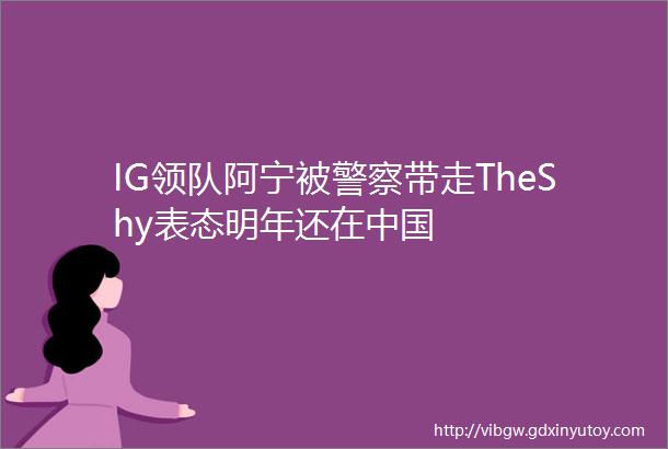 IG领队阿宁被警察带走TheShy表态明年还在中国